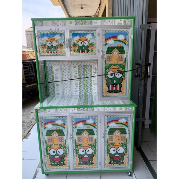 lemari piring rak piring roda alumunium