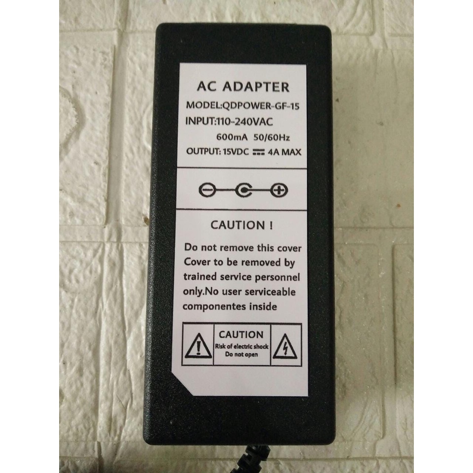 AC ADAPTER 15V 4A model:QDPOWER-GF-15 Jek DC 5.5mm X 2.1mm - 2.5mm