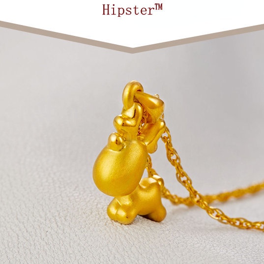 Kalung Rantai Dengan Liontin Rusa Natal 3D Warna Emas Untuk Wanita M3068