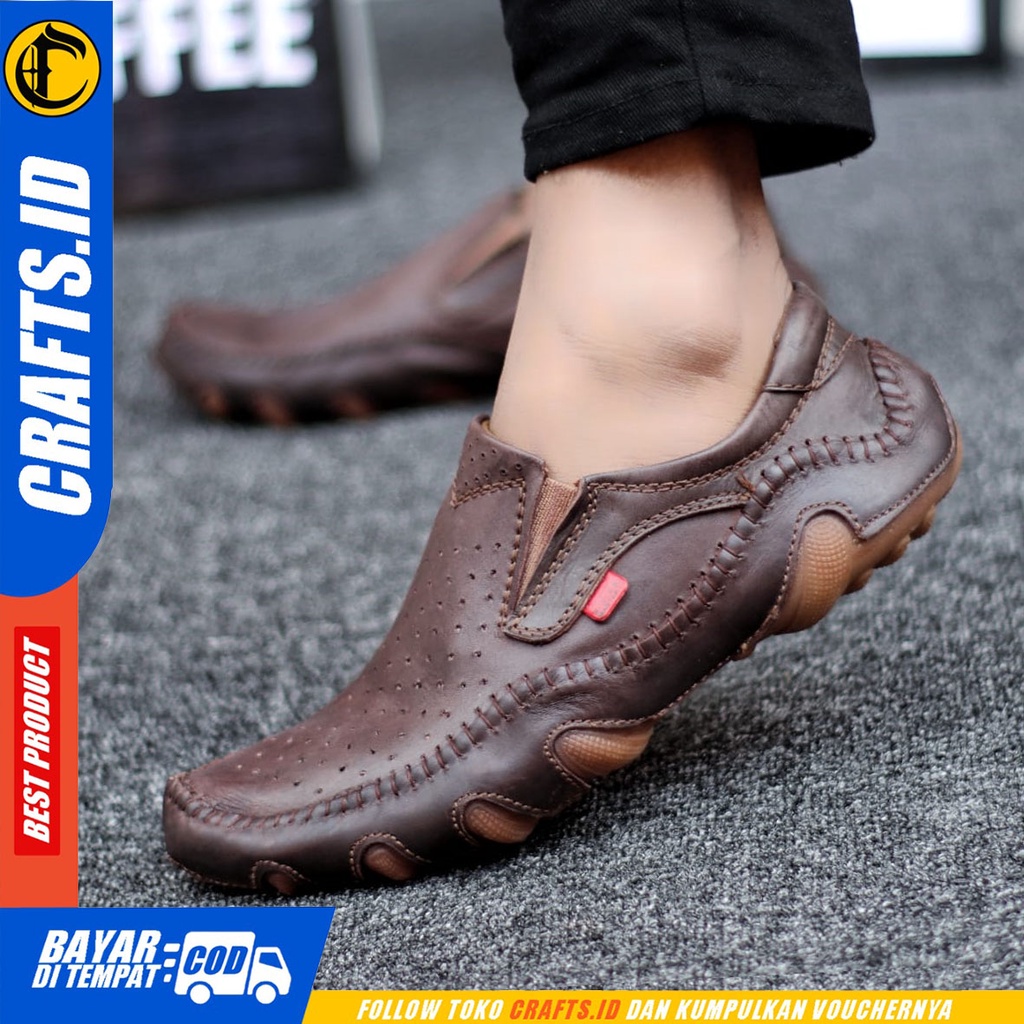 CRAFTS alien - Sepatu Pantofel Formal Kulit Asli Kerja Pria