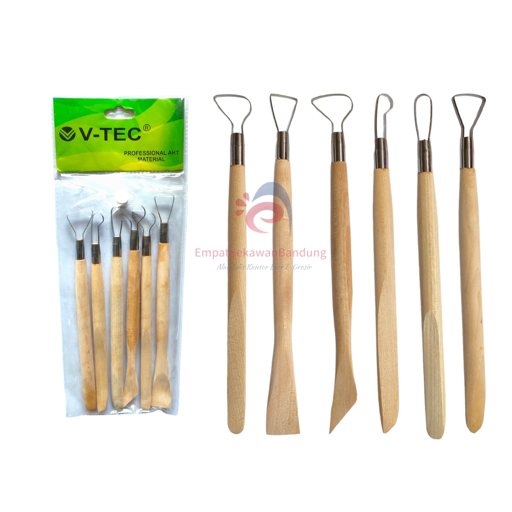 

V-Tec Alat Clay Kawat & Kayu E0010 Set 6 Ukuran 8 Inch / Vtec Alat Clay Kawat – Set 6 SHESB