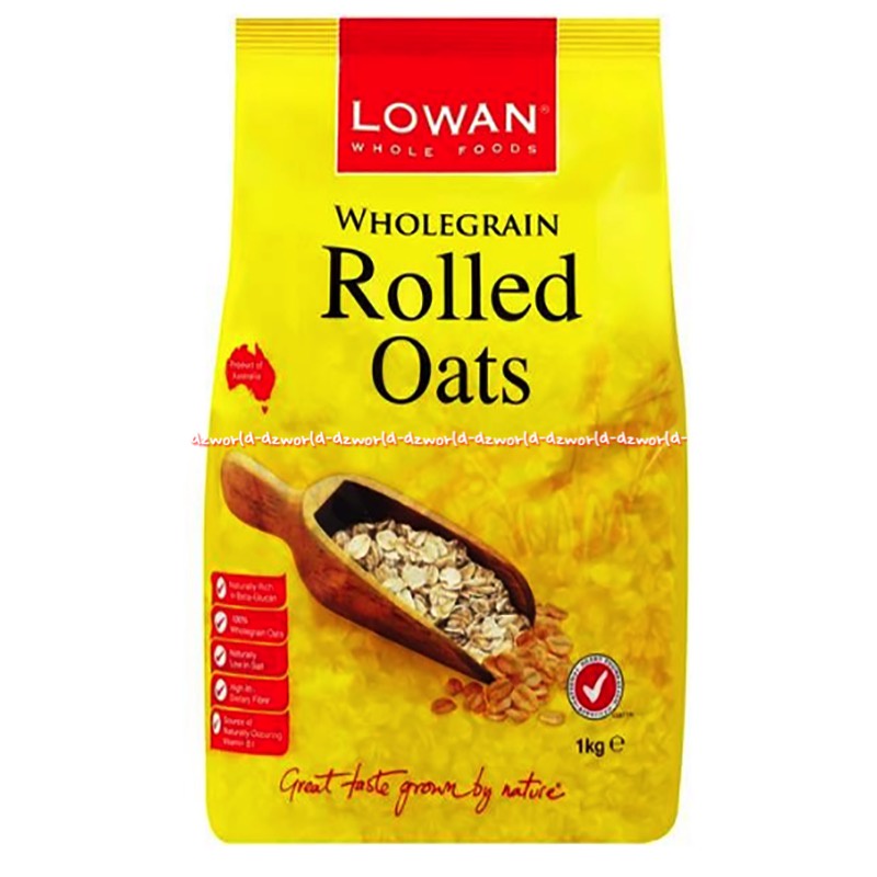 Jual Lowan Wholegrain 1kg Rolled Oats Gandum Oatmeal Whole Grain Sereal