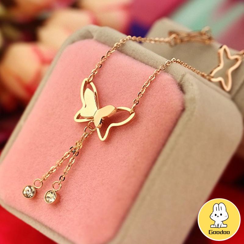 Fashion Gelang Kaki Dan Tangan Rantai Alloy Ala Korea Dengan Liontin Butterfly Kupu-kupu  -Doo