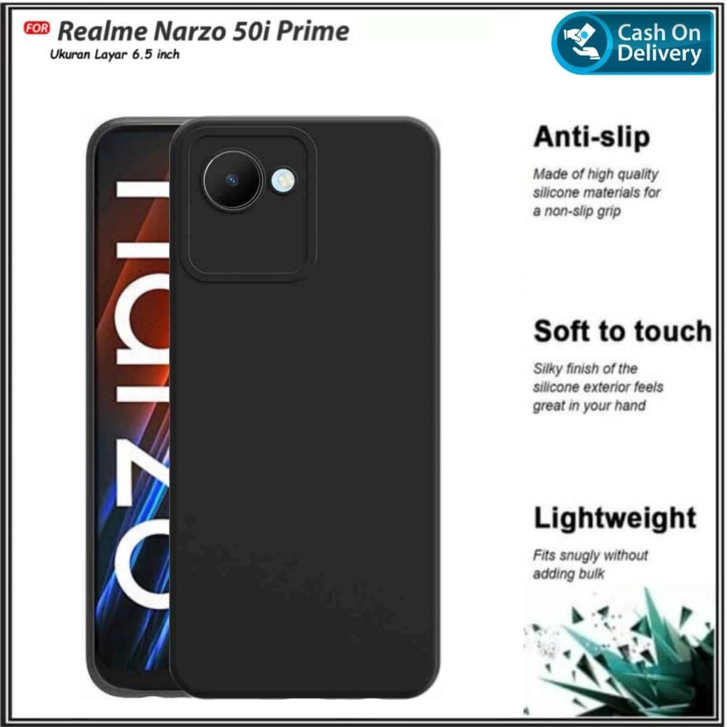 Riyanali_Shop Case Realme Narzo 50i Prime /  Narzo 50 5G Soft Case Black Matte Casing Cover