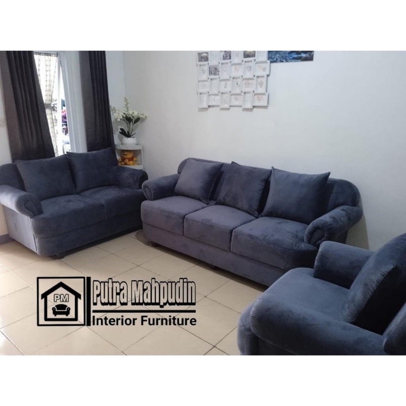 Sofa tamu set 321 Sofa minimalis aestetic Sofa Ruang tamu Sofa skandinavia Tinisof bludru Custom Sof