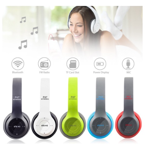 HEADSET BLUETOOTH P47 PURE BASS - EARPHONE BLUETOOTH BANDO P47 WIRELESS