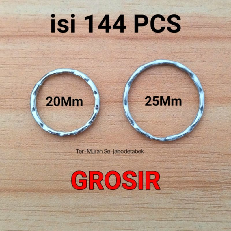 Ring gantungan kunci Grosir ukuran 20 mm dan 25 mm model kembang ring ganci double grigi bahan nikel