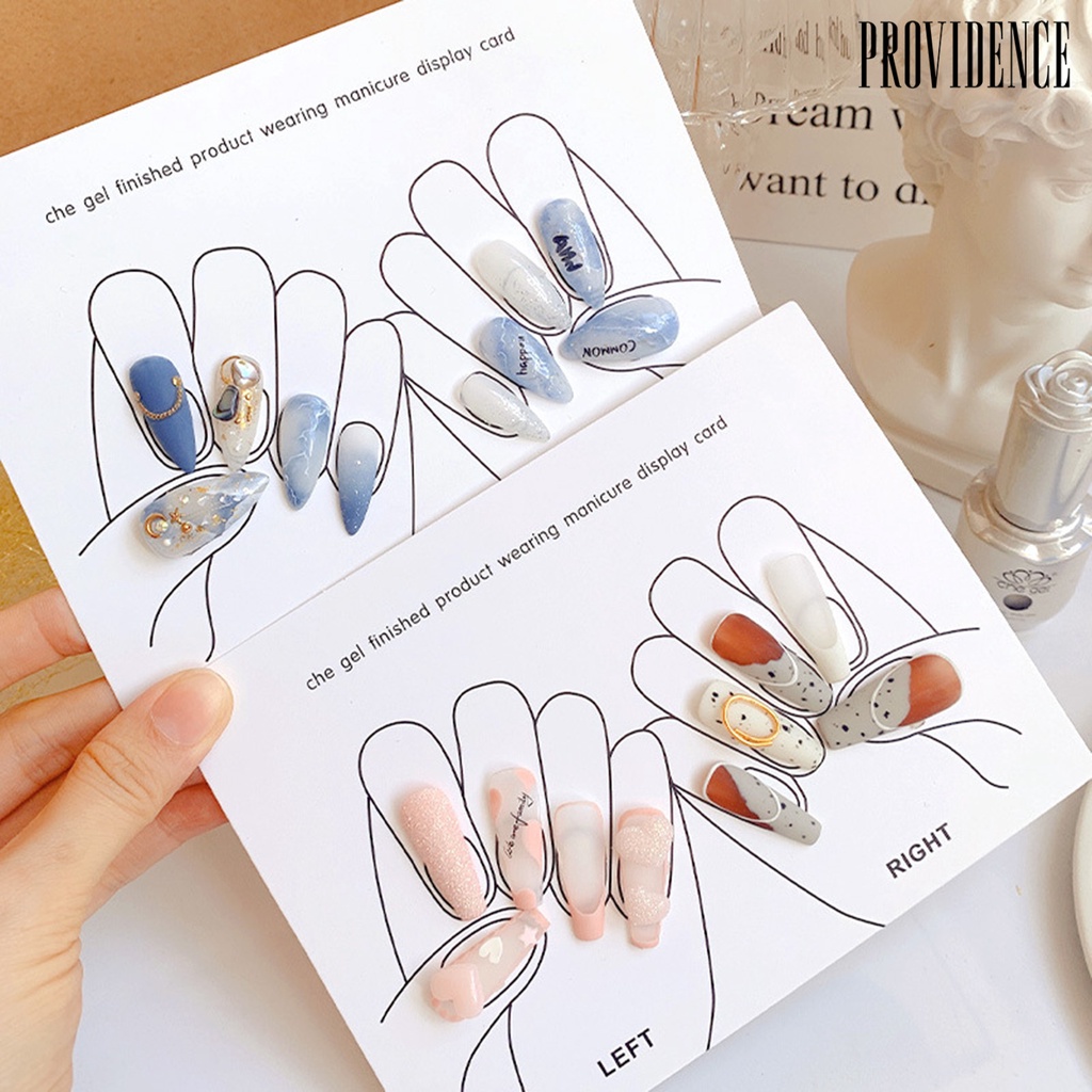 Providence 5Pcs / Set Kartu Display Kuku Palsu 2 Model Untuk Perlengkapan Nail Art Wanita