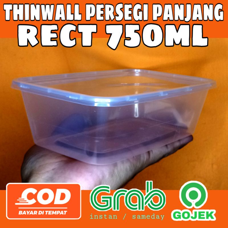 Jual 25pcs Kotak Makan Plastik Thinwall Rectangle Persegi Panjang 750ml