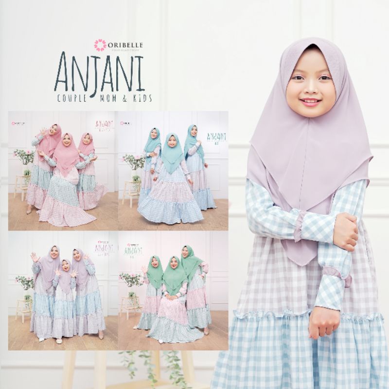 ANJANI DRESS SET KHIMAR BY ORIBELLE HIJAB STYLE Gamis couple mom kids Setelan Kulot Baju anak peremp