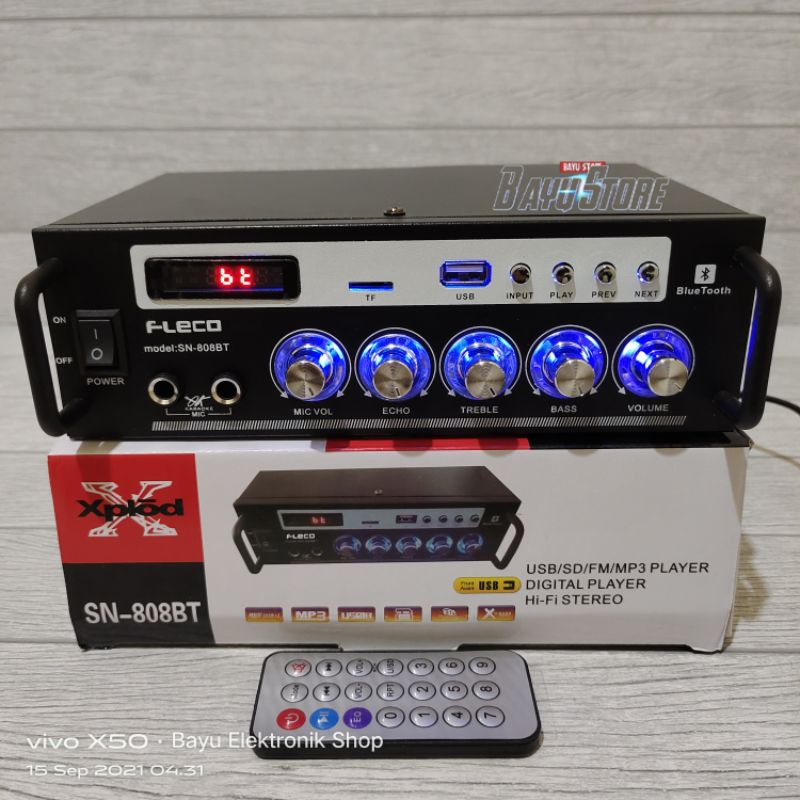 Power Amplifier Fleco SN-808BT Original Amplifier Bluetooth Subwoofer Karaoke Mp3 Player Radio