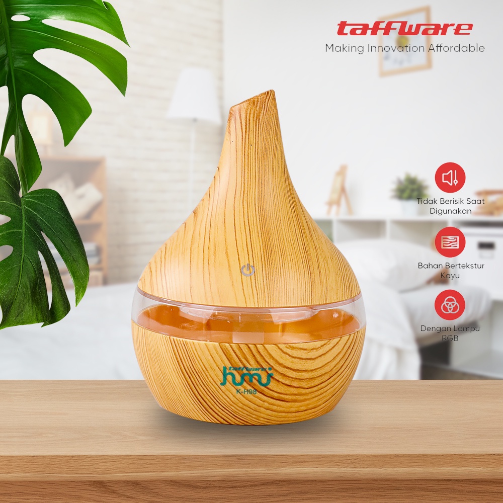 Air Humidifier Ultrasonic Aromatherapy Oil Diffuser Wood Grain 300ml - Humi K-H98 - 7RHZ5CYL Yellow