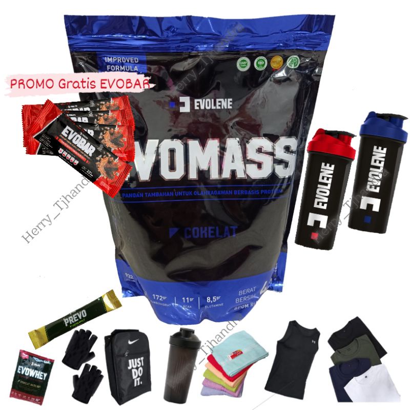 EVOMASS SUSU GAINER EVOLENE | isi 4.5kg Vanilla Coklat Hazelnut | Bpom &amp; Halal Evomas