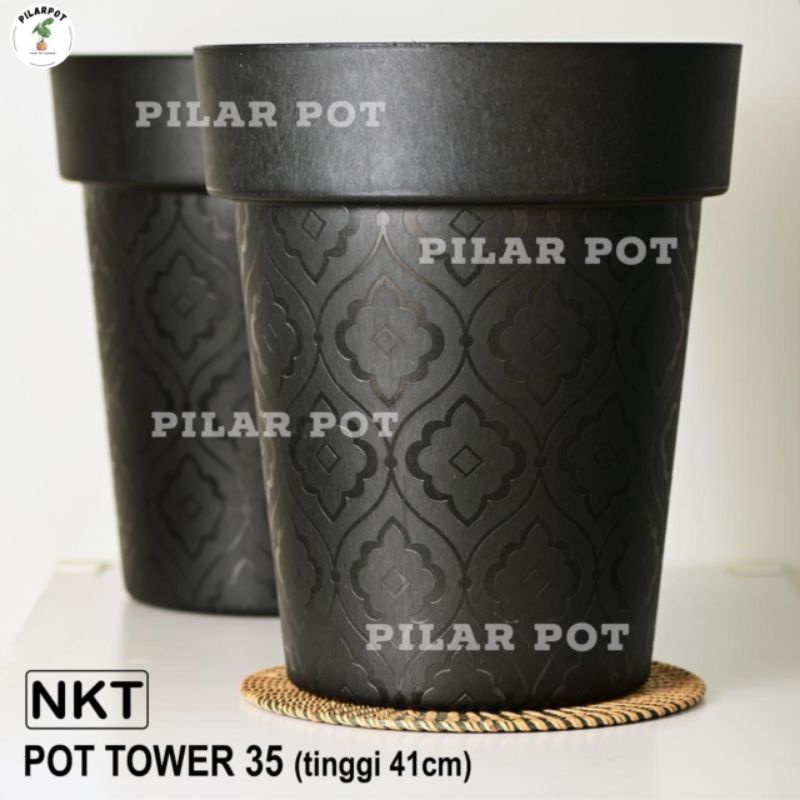 pot bunga tanaman tinggi tower hitam 35cm - NKT TOWER JUMBO 35 HITAM