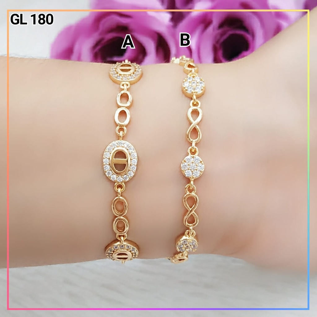 Gelang xuping gelang jurai rantai bunga permata zirqon cantik perhiasan lapis emas gold GL 180