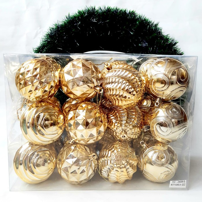 Bola Natal Besar isi 24 Hiasan Pohon Natal Christmas Gift Rosegold Hiasan Natal Harga Grosir Termurah