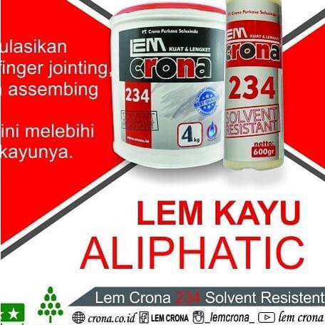 

Lem Crona 234 SR Lem Kayu * ALIPHATIC WOOD GLUE (600 Gr)