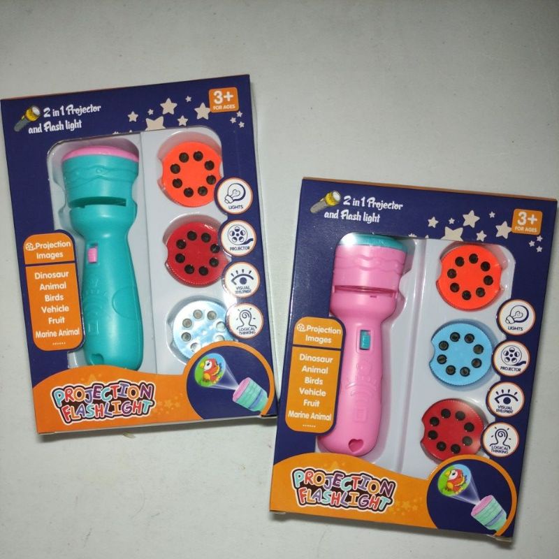 [SENTER BOX] Mainan Anak Bayi Senter Proyektor Gambar Lucu Kemasan BOX / MIKA - Projection Images 2 in 1 Projector and Fun Flashlight