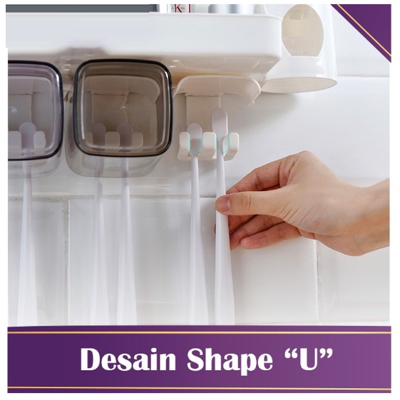 【COD+Pengiriman Cepat】YUN Rak Sikat Gigi Kamar Mandi Tooth Brush Hanger Organizer 2/4 Cup Set Plastik Rak Sikat Gigi  Organizer Tempat Sikat Gigi Dispenser Odol Rak Kamar Mandi Tempat Sabun Squeeze Toothpaste Artifact