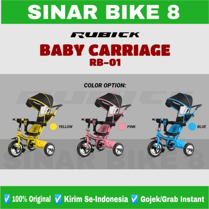 Sepeda Anak Roda Tiga 3 RUBICK RB 01 BABY CARRIAGES Kanopi Tricycle