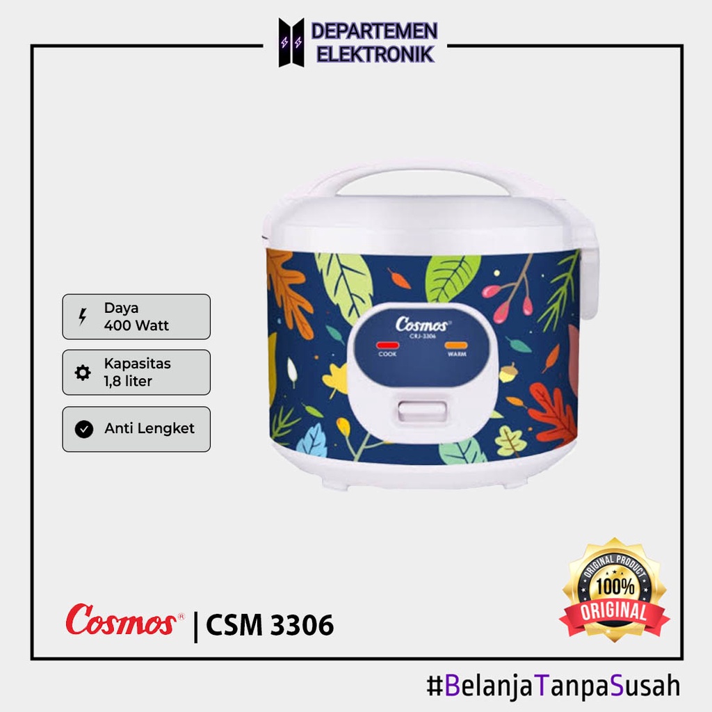 Cosmos CRJ 3306 Magic Com / Rice Cooker 1.8 Liter MURAH BANGET / GARANSI RESMI