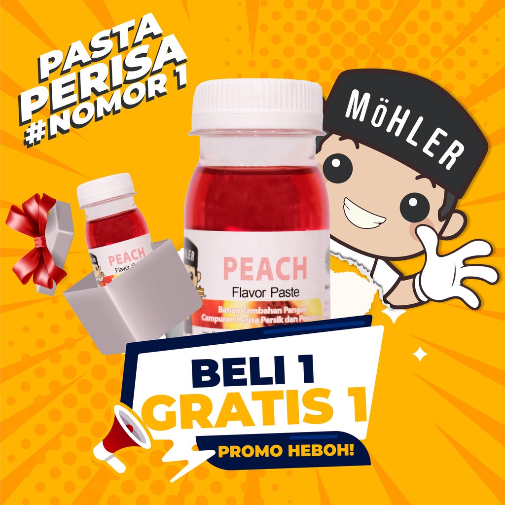 MOHLER Pasta perisa pewarna PEACH (KLIK KOMBO HEMAT UNTUK BELI 1 GRATIS 1)