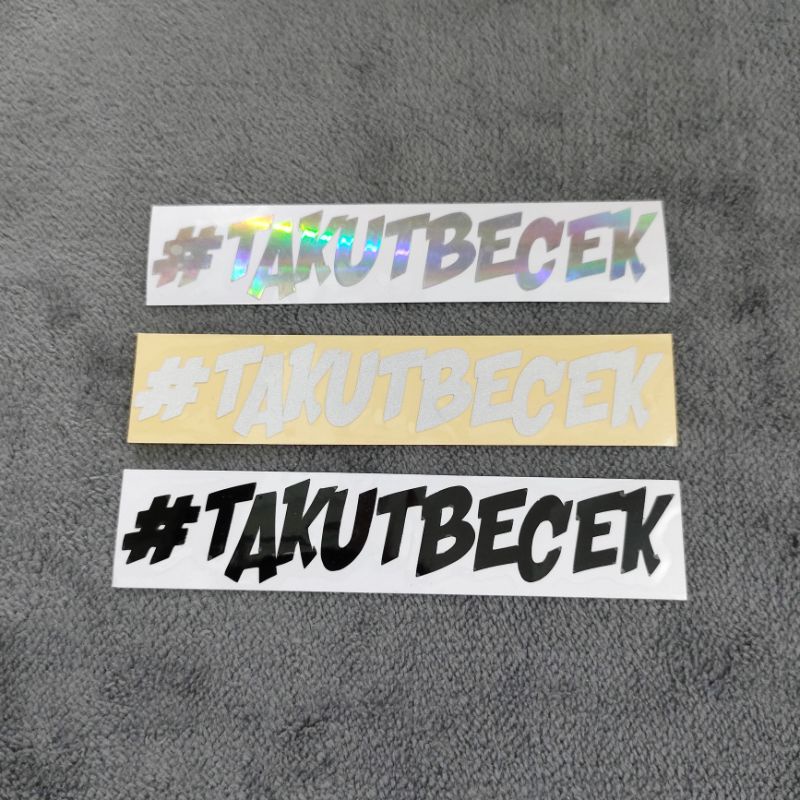 sticker cutting takut becek hitam putih hologram