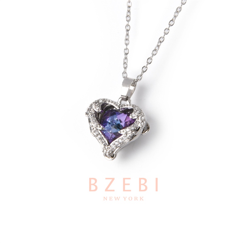 Bzebi Kalung Rantai Titanium Steel Lapis Emas 18k Hias Berlian Imitasi 873n