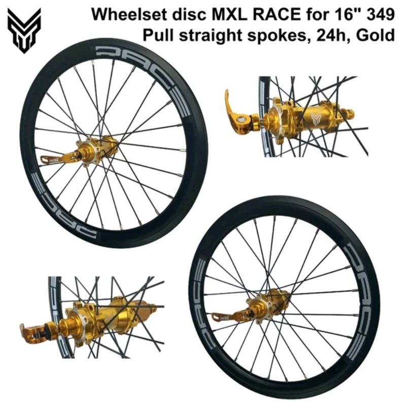WHEELSET MXL RACE 16 PLUS 349 DISCBRAKE FOLDING BIKE