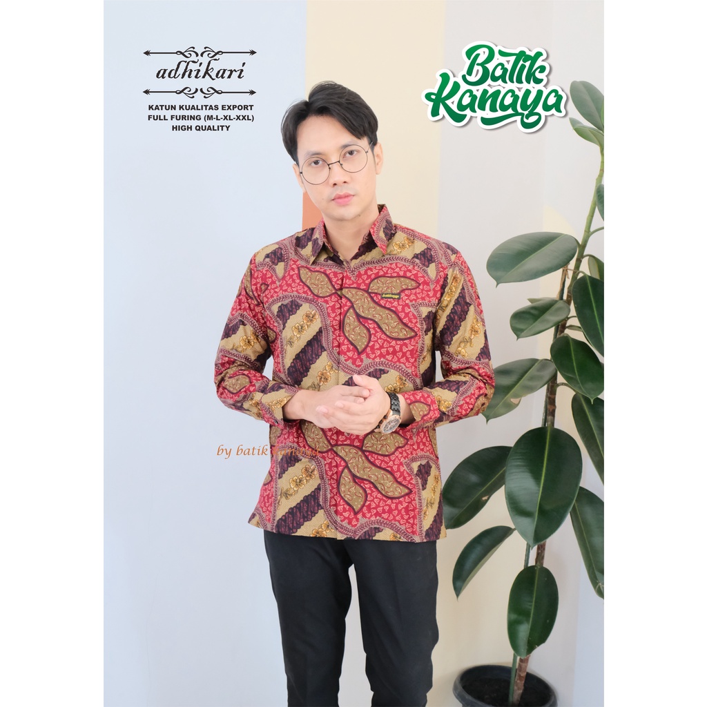 Kanaya - Kemeja Batik Pria Lengan Panjang Full Furing Bahan Katun Kualitas Ekspor ADHIKARI