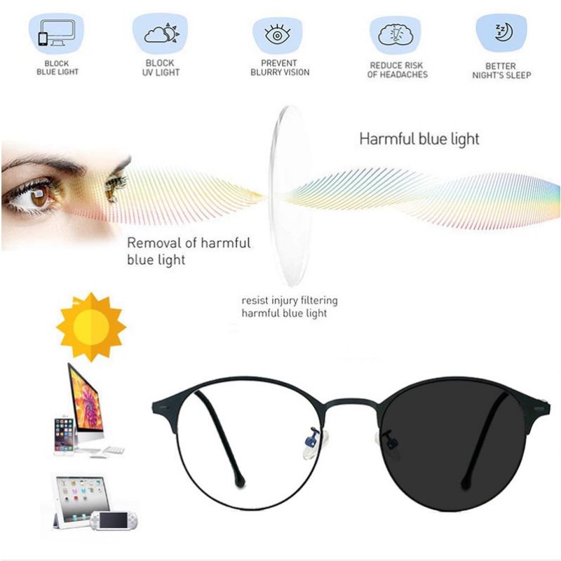 2 In 1 Kacamata Lensa Photocromic Anti Radiasi Wanita Pria Kacamata Bingkai Titanium Perubahan Warna Photochromic Tmall88 KM299