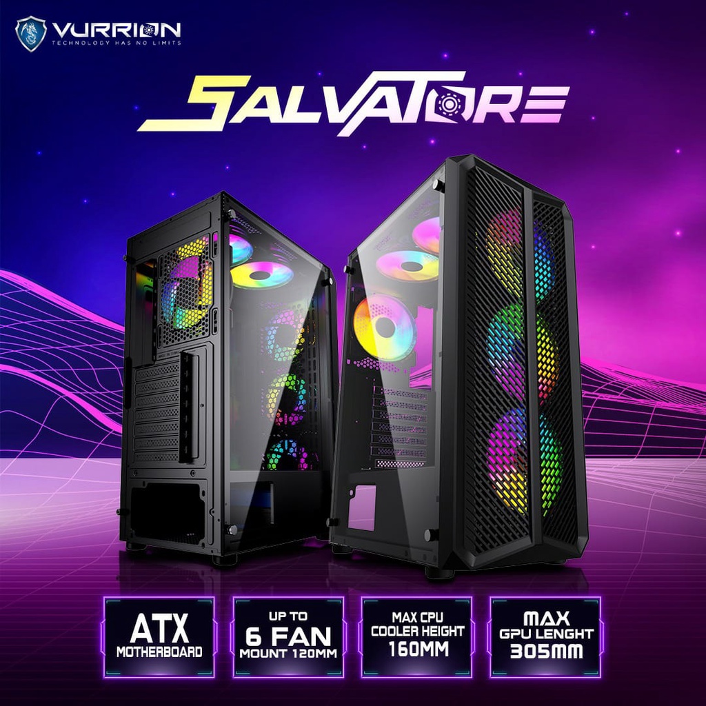 VURRION SALVATORE - ARGB Tempered Glass Mid-Tower ATX Gaming Case