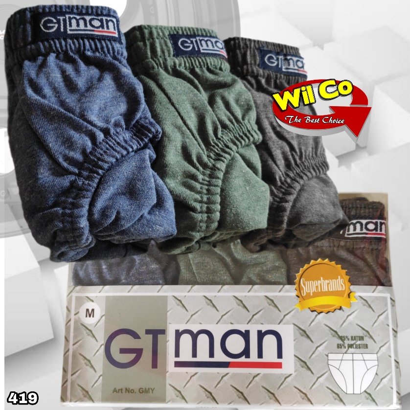 K419T - (DIJUAL PER 1 BOX ISI 3 Pcs) CELANA DALAM PRIA GT MAN GMY SIZE M - XL