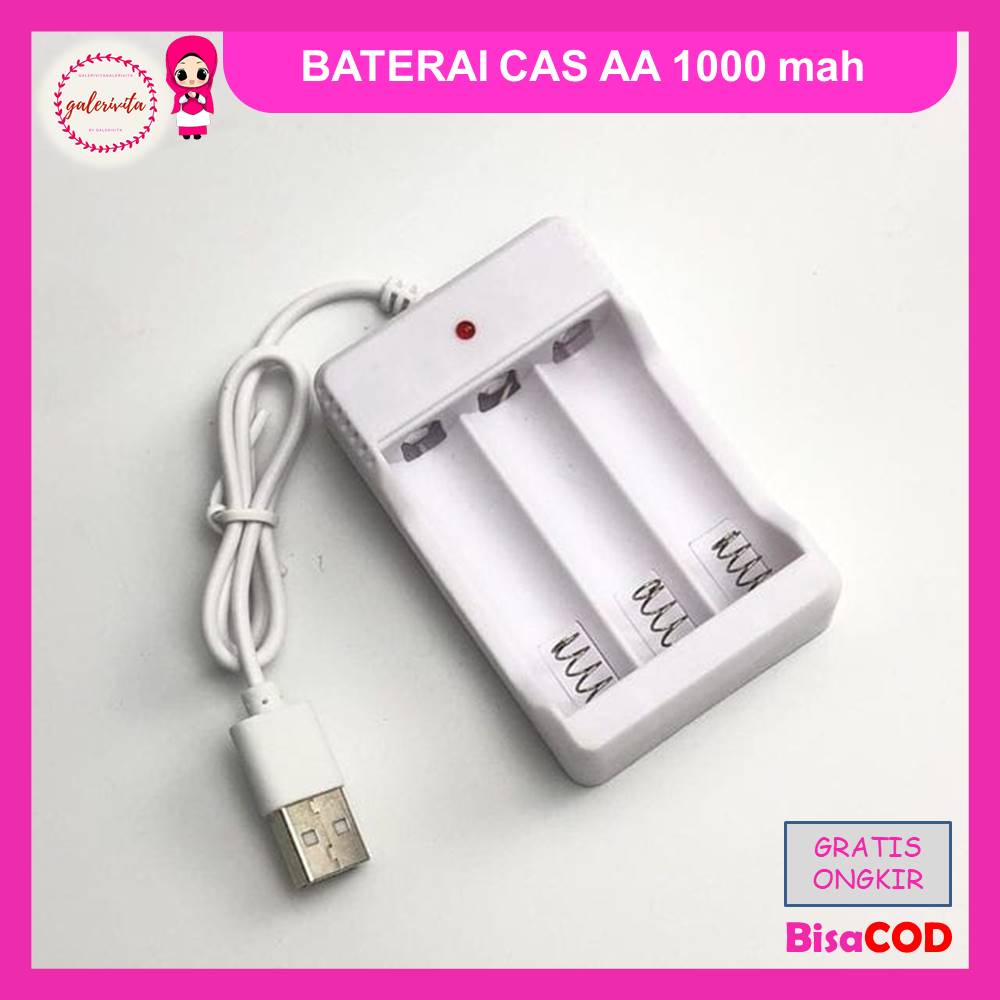 Baterai Cas AA 1000 mAh AAA  600 mAh / Battery Rechargeable Charger 3 Slot USB AA / AAA Baterai Isi 