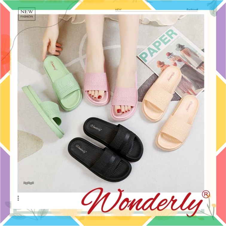 2001WL3 Sandal Selop Jelly Karet Wanita Wonderly Sendal Slop Cewek Rajut Rajutan Batik Glanzton