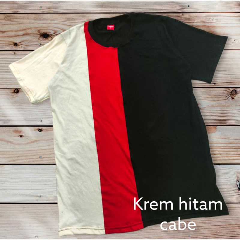 kaos oblong kombinasi 3 warna