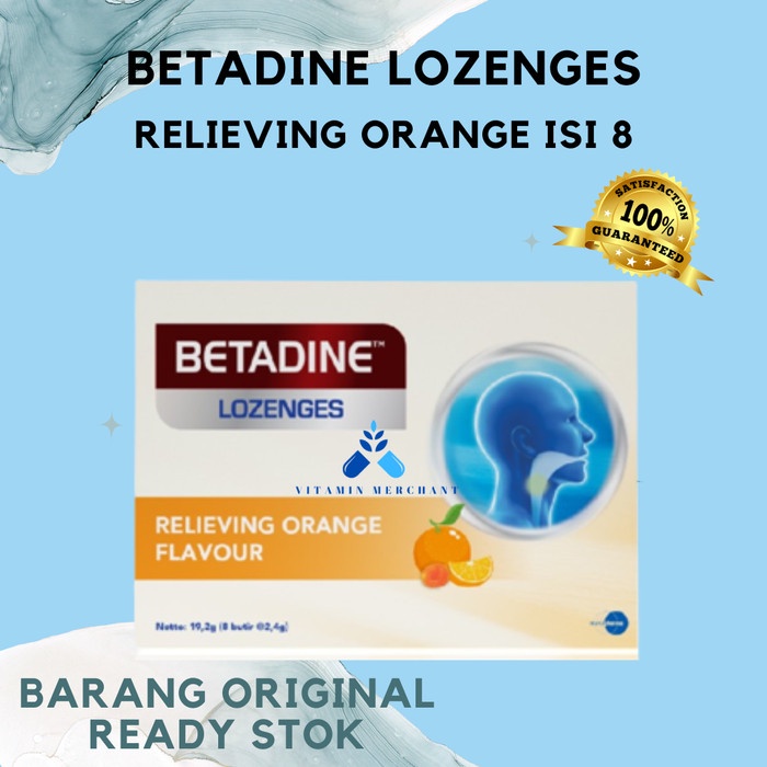 

Betadine Lozenges Relieving Orange 1PCS - / Permen Pelega Tenggorokan