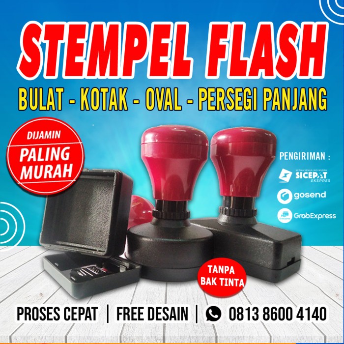 

stempel otomatis / stempel flash / stempel warna (2warna) - 1 warna, bulat 1,5cm