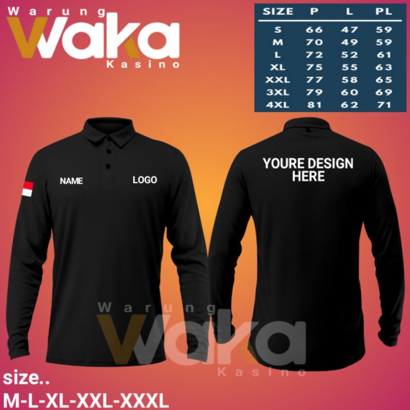 tshirt kaos kerah polo CUSTOM BORDIR / SABLON LENGAN PANJANG