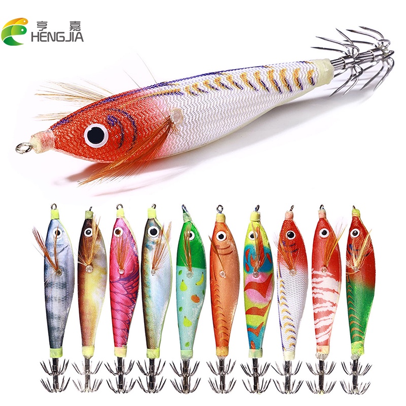 Hengjia Luminous Shrimp Fishing Lure Umpan Pancing Bentuk Udang Glow In The Dark Bahan Plastik Keras 10cm / 9.6g Prawn Bait With Squid Jig Hook