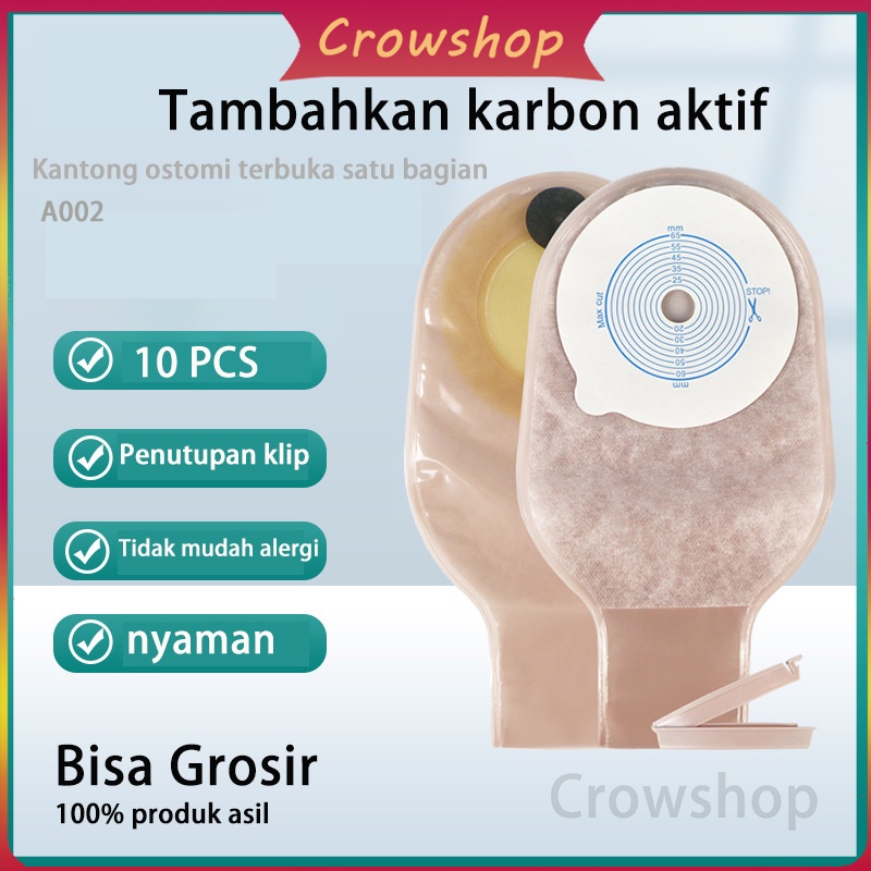 Colostomy Bag HDR Tas Ostomi, Kantong Kolostomi Satu Sistem Dapat Dicuci Penutup Krem Ukuran Potong 60/65Mm 10 Buah