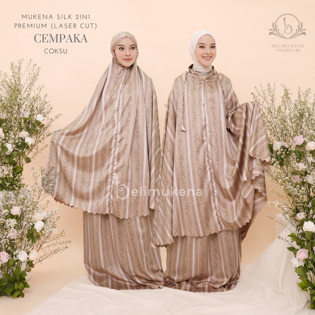 Mukena Dewasa Silk 2in1 Premium Laser Cut Cempaka