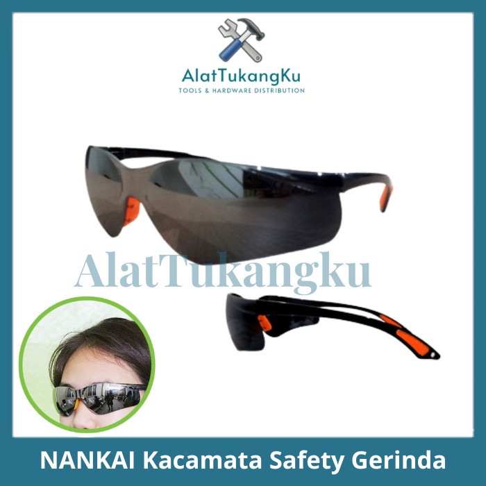 NANKAI Kacamata Safety Gerinda Las Sporty Bening Blackmirror Hitam / Kacamata Safety Sepeda Sport Hi