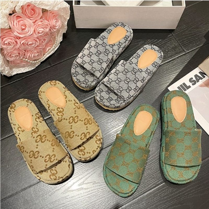 [COD] 9026 Sandal Wanita Import SLD Kanvas Flip Flops