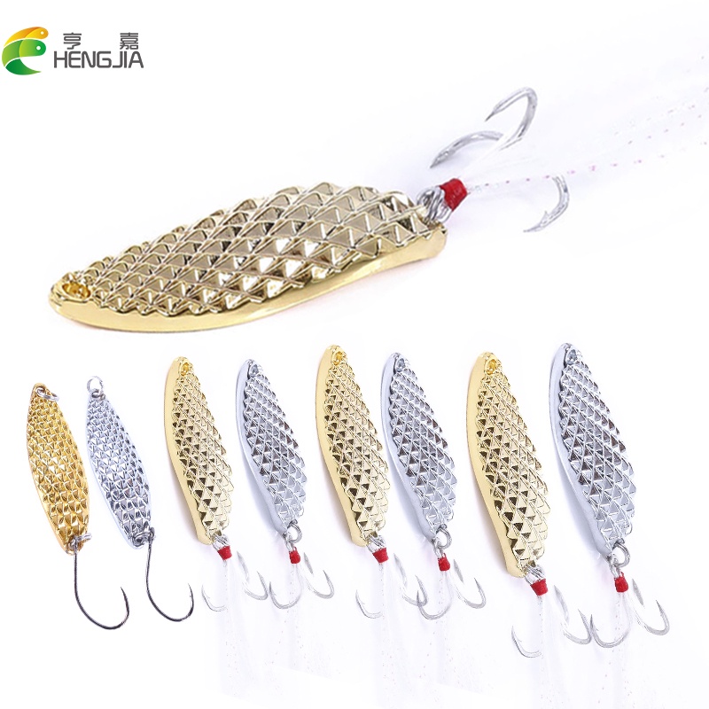 Hengjia 1pc Umpan Pancing Leech Fishing Lure Metal Spoon Spinnerbait Ikan Metal Sequin Lure Alat Pancing Gold/ Silver 5g 7g 10g 15g 20g
