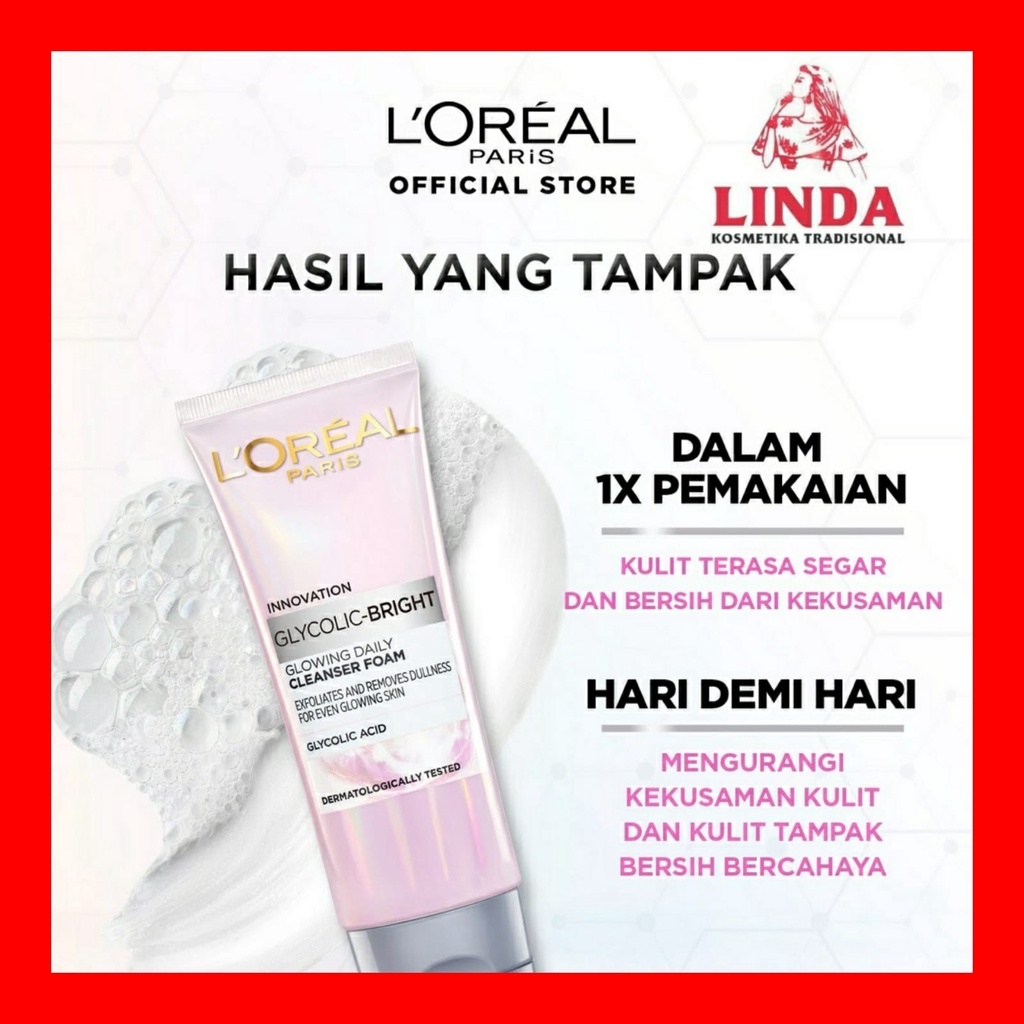 LOREAL PARIS GLYCOLIC BRIGHT CLEANSER FOAM 100ml