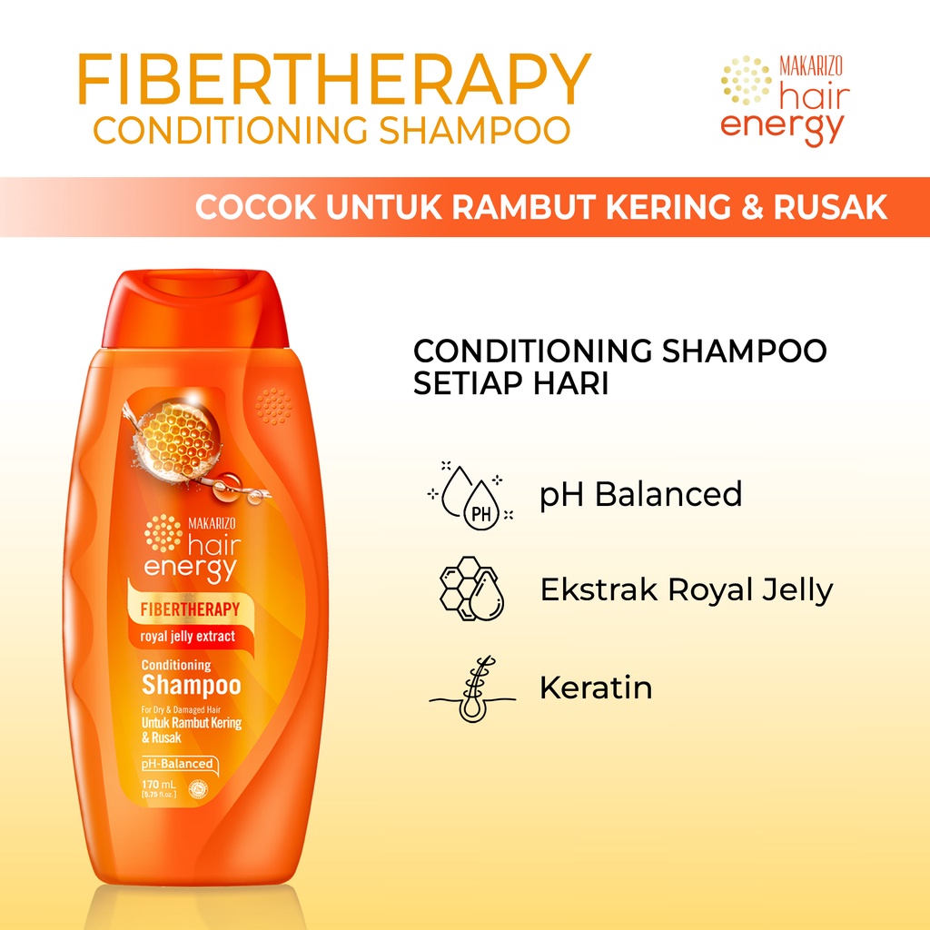 PAKET ISI 2 - Makarizo Hair Energy Fibertherapy Conditioning Shampoo Royal Jelly 170mL-4