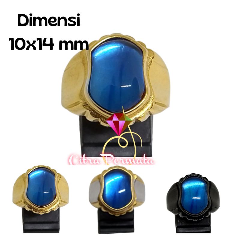 cincin terompah batu permata blue sapir