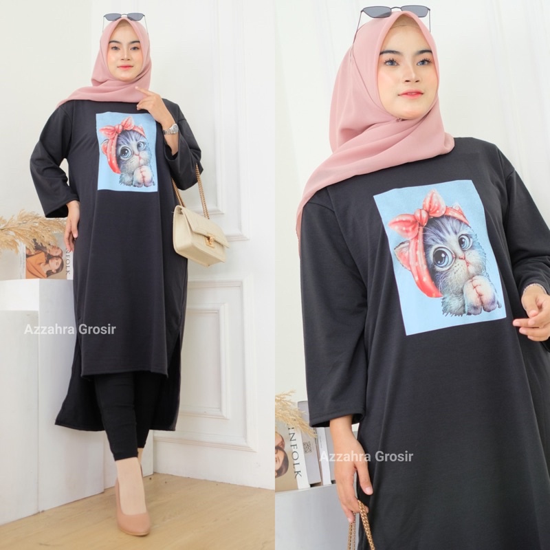 Caty Midi - Long Tunik Jumbo Babyterry Spandex Print DTS / 376-6953