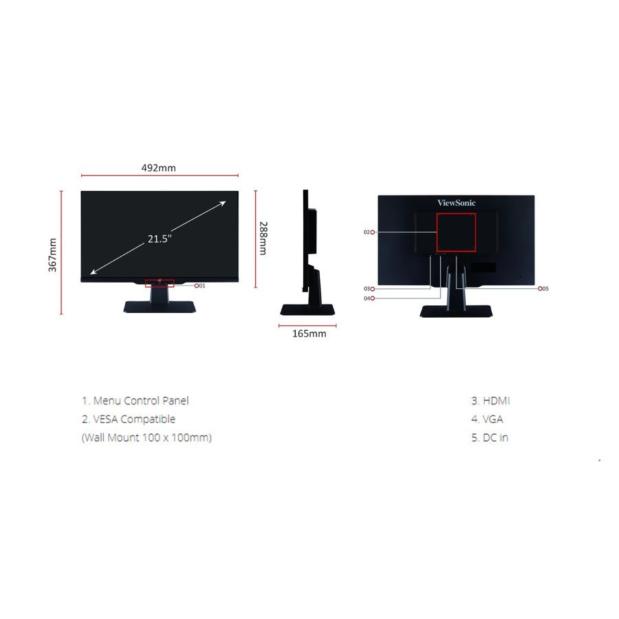 ViewSonic VA2210-H 22'' IPS Monitor FHD HDMI and VGA input VA2210H